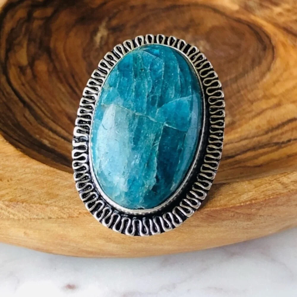 Apatite Silver Ring